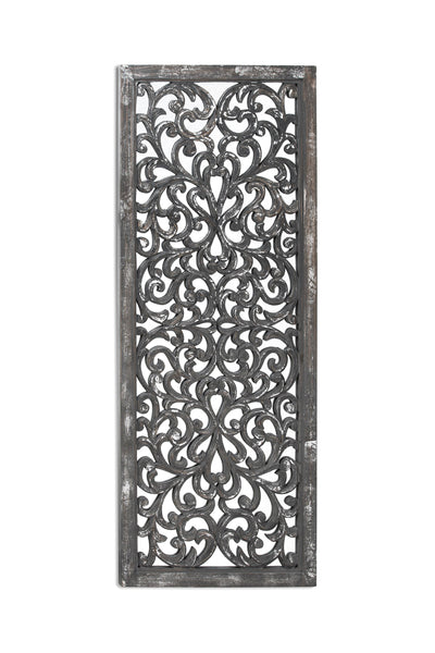 Tall Carved Mirror - Grey