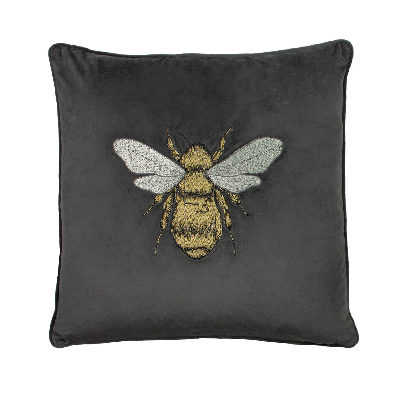 Cushion - Bee Embroidered Charcoal 50X50cm