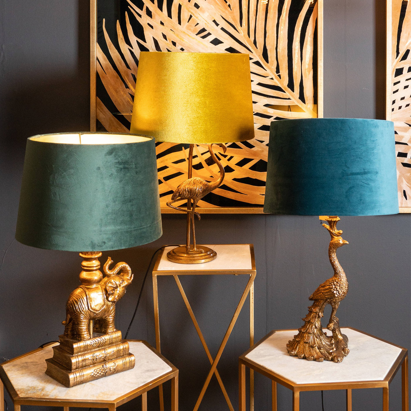 Exotica - Peacock Table Lamp Gold & Teal