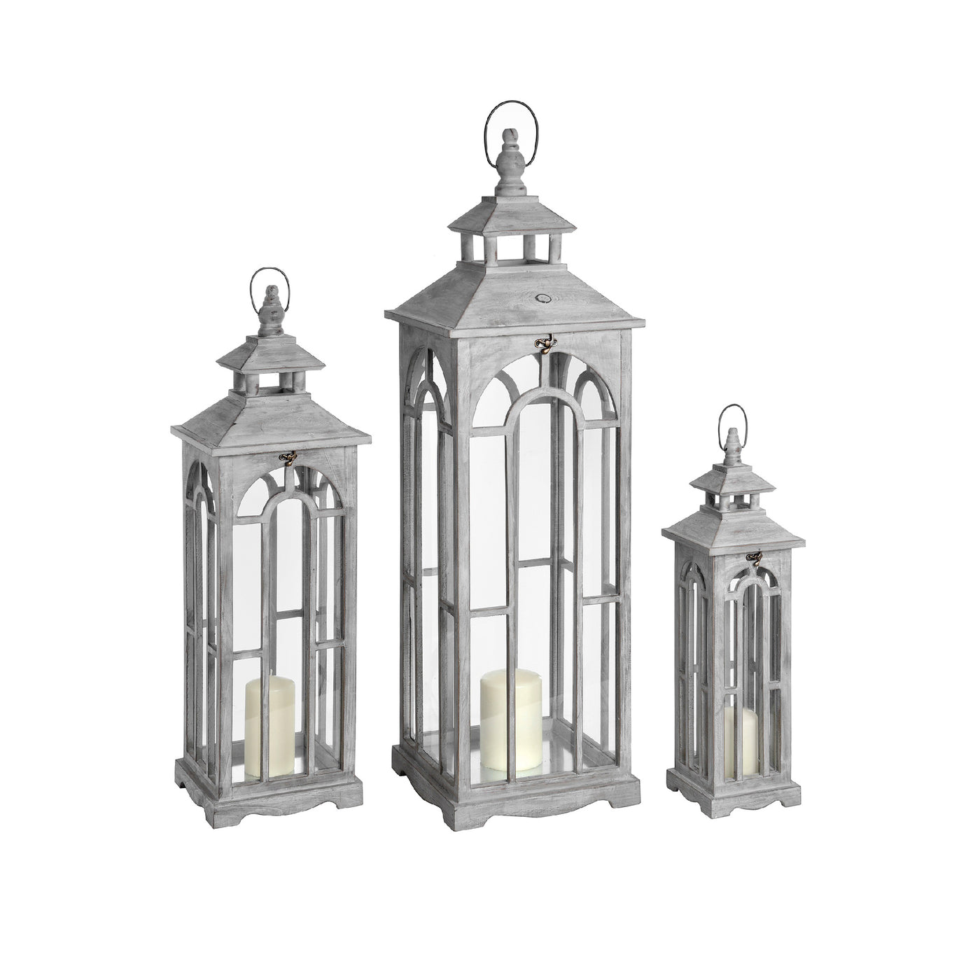 Lantern Wooden Archway - Washed Grey (Set of 3)