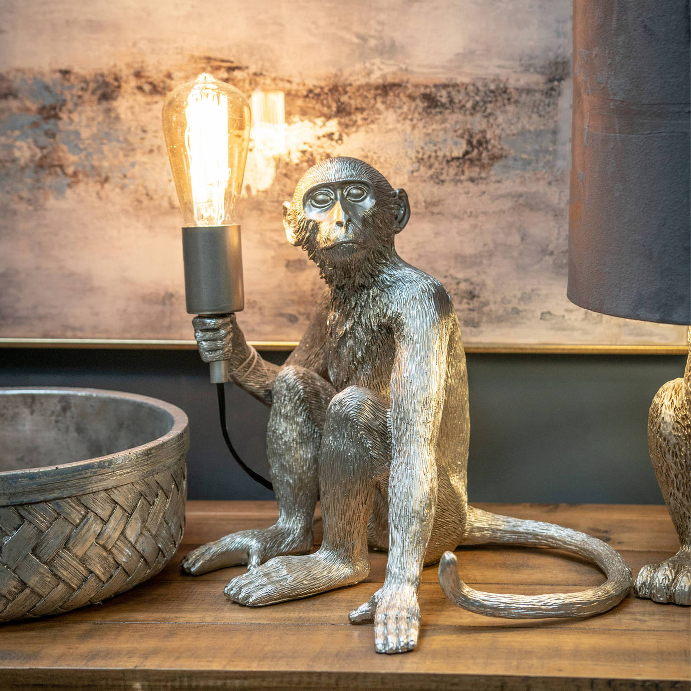 Monkey - Table Lamp Silver